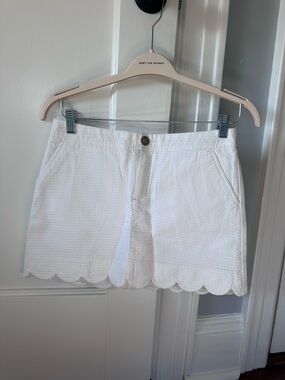 Lilly Pulitzer Collette White Scalloped Pique Skort